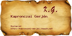 Kapronczai Gerjén névjegykártya